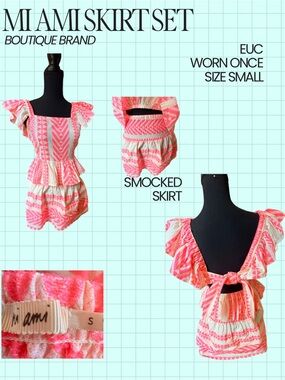 miami Pink & Cream Smocked One-Piece Romper with Ruffle Straps